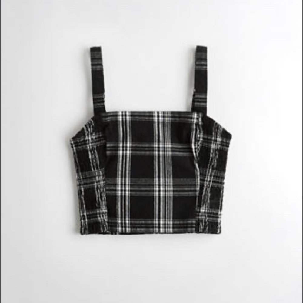 Plaid Square Neck Crop-Top